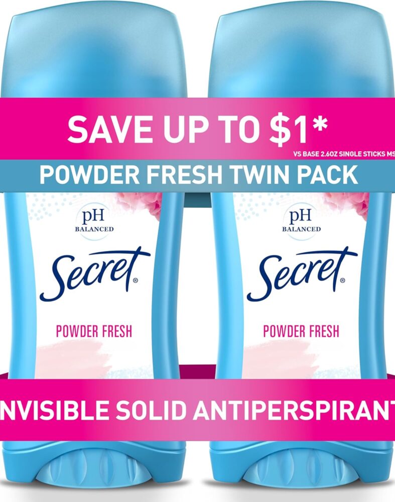 Secret Anti-Perspirant Deodorant Invisible Solid Powder Fresh Twin Pack 5.20 oz